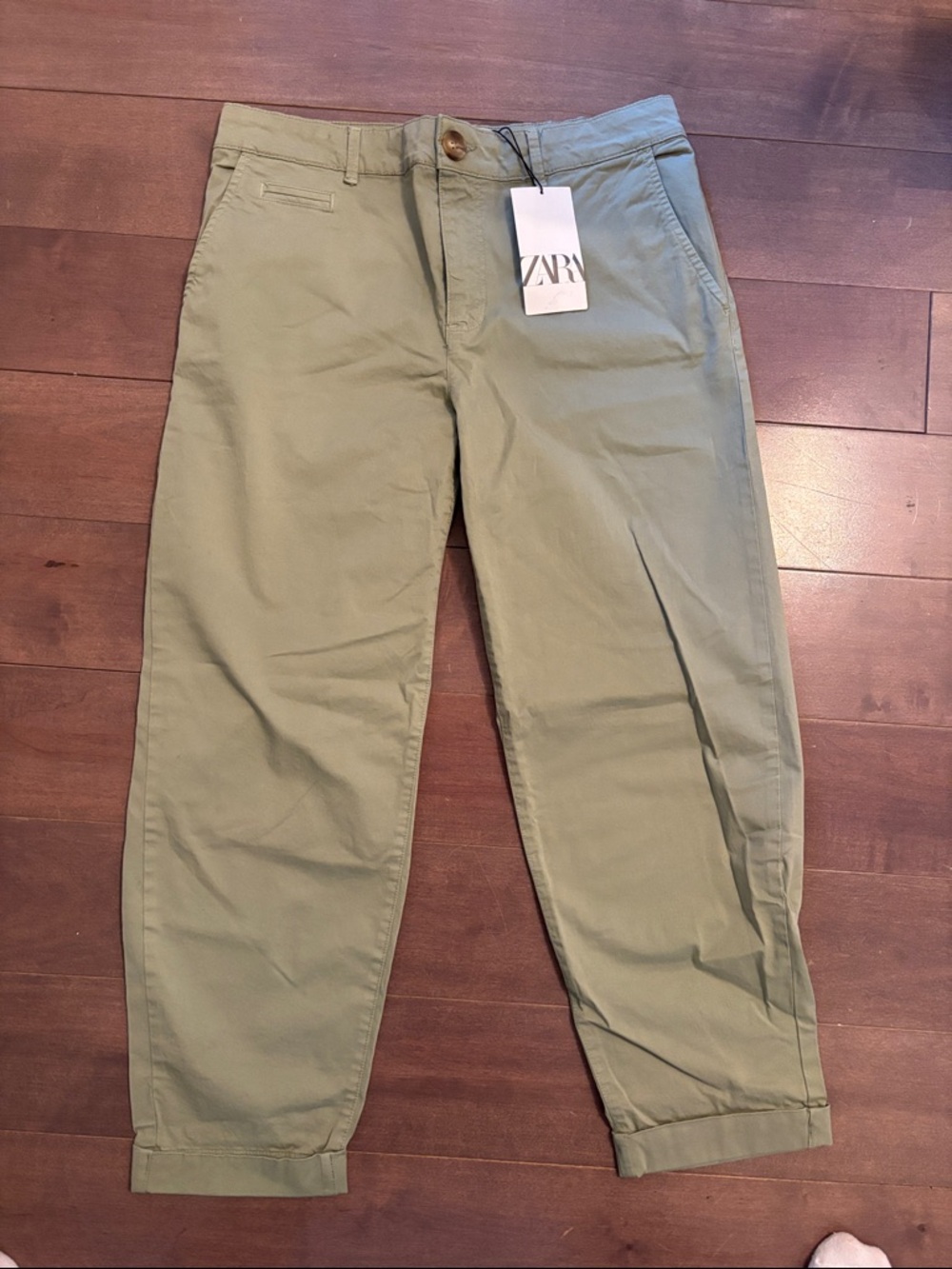 Zara Light Olive Casual Chino Pants